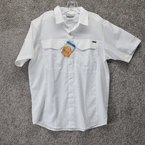 Columbia Men's Button Down Shirt Outdoor 40UPF Rated Omni-Shade White Medium - Picture 1 of 14